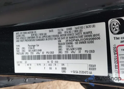 2016 Ford Fiesta S from USA, damaged, VIN 3FADP4AJXGM208606